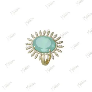 Aqua Chalce Floral Ring