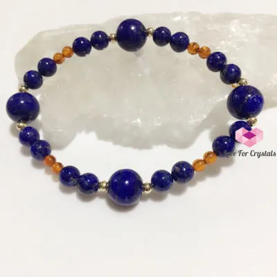 Archangel Michael Crystal Remedy  Bracelet (Courage & Protection) By Audrey's Remedies (Lapis Lazuli, Amber, 14k Gold-filled Beads)