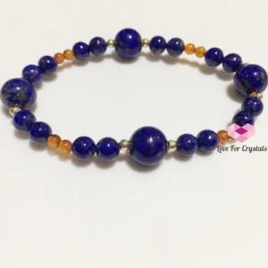 Archangel Michael Crystal Remedy  Bracelet (Courage & Protection) By Audrey's Remedies (Lapis Lazuli, Amber, 14k Gold-filled Beads)