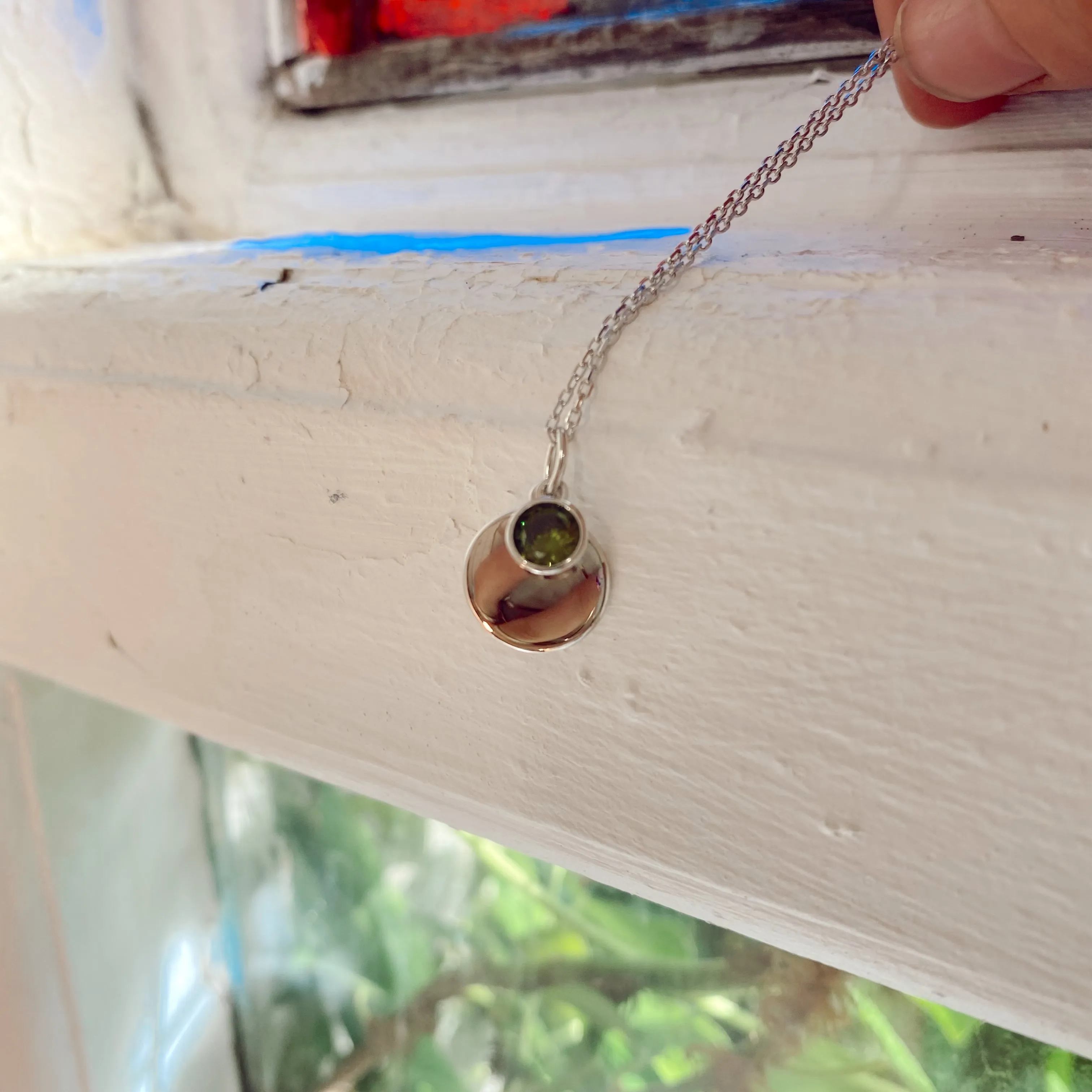 August Birthstone Sterling Silver Pendant