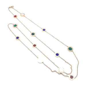 Authentic! Bvlgari Bulgari 18k Yellow Gold Multi Gemstone Long Necklace Paper