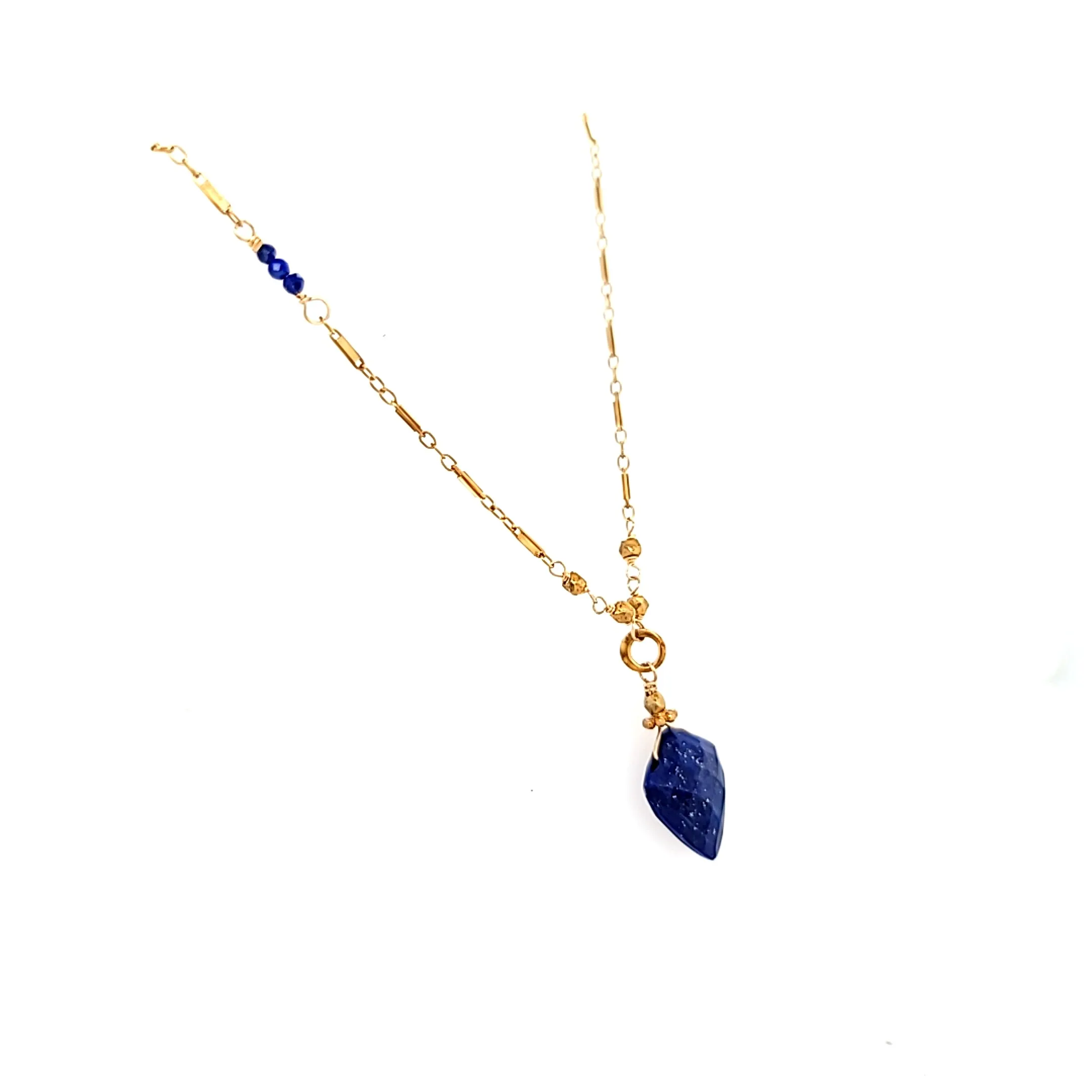 AVF Gold Lapis Point Drop Necklace (SI2811)