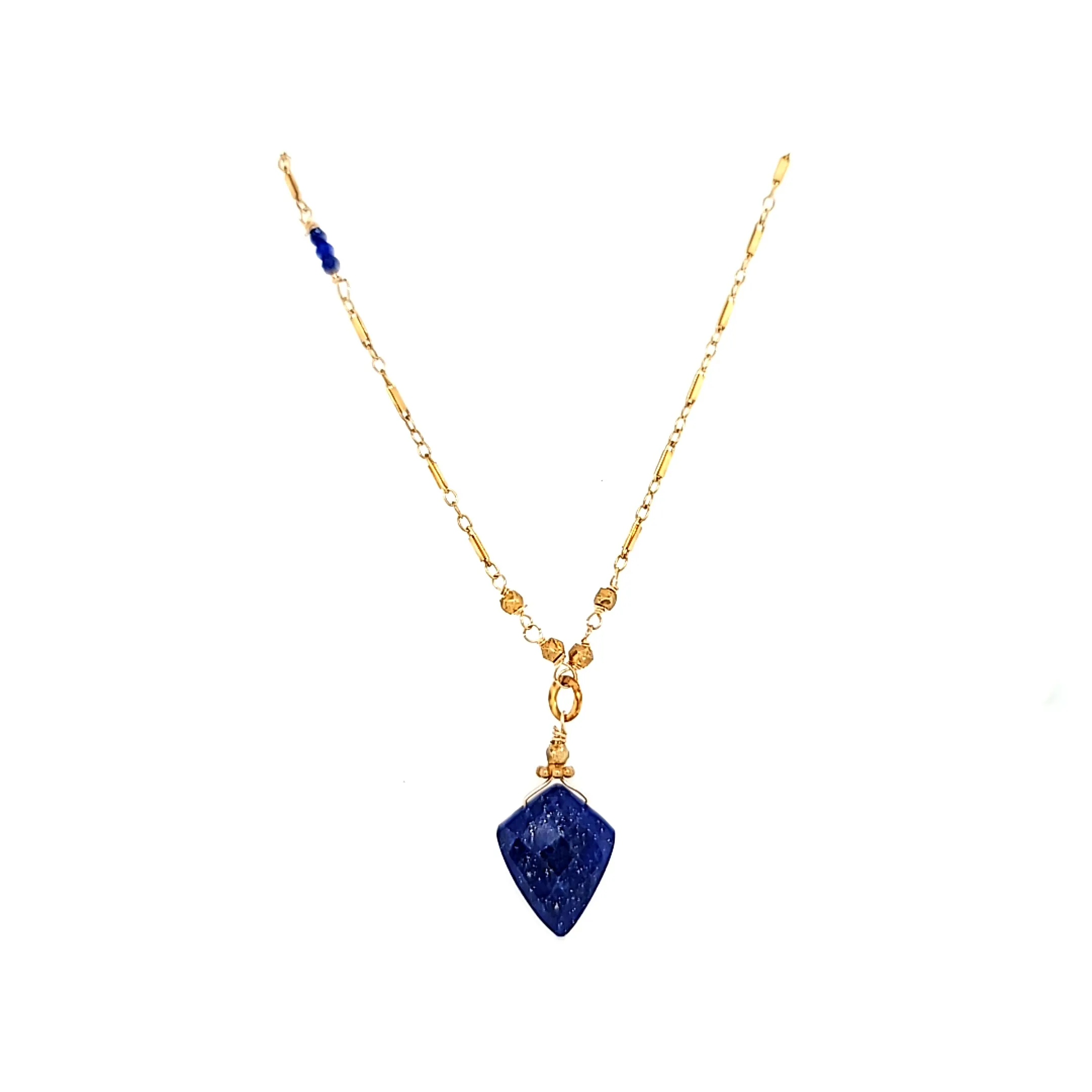 AVF Gold Lapis Point Drop Necklace (SI2811)