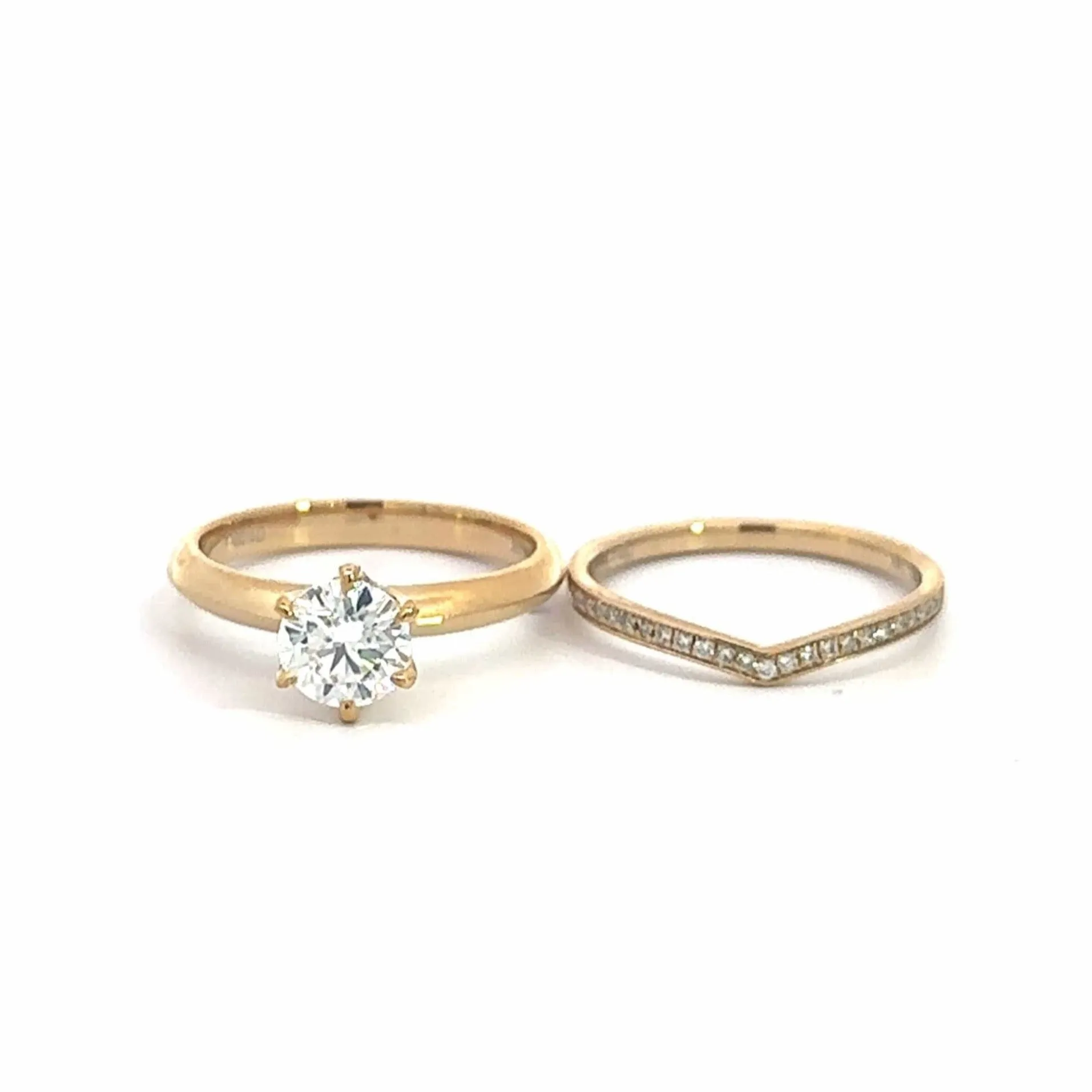 Baikalla 14k Gold Moissanite and Diamond 2 in 1 Engagement Ring Set