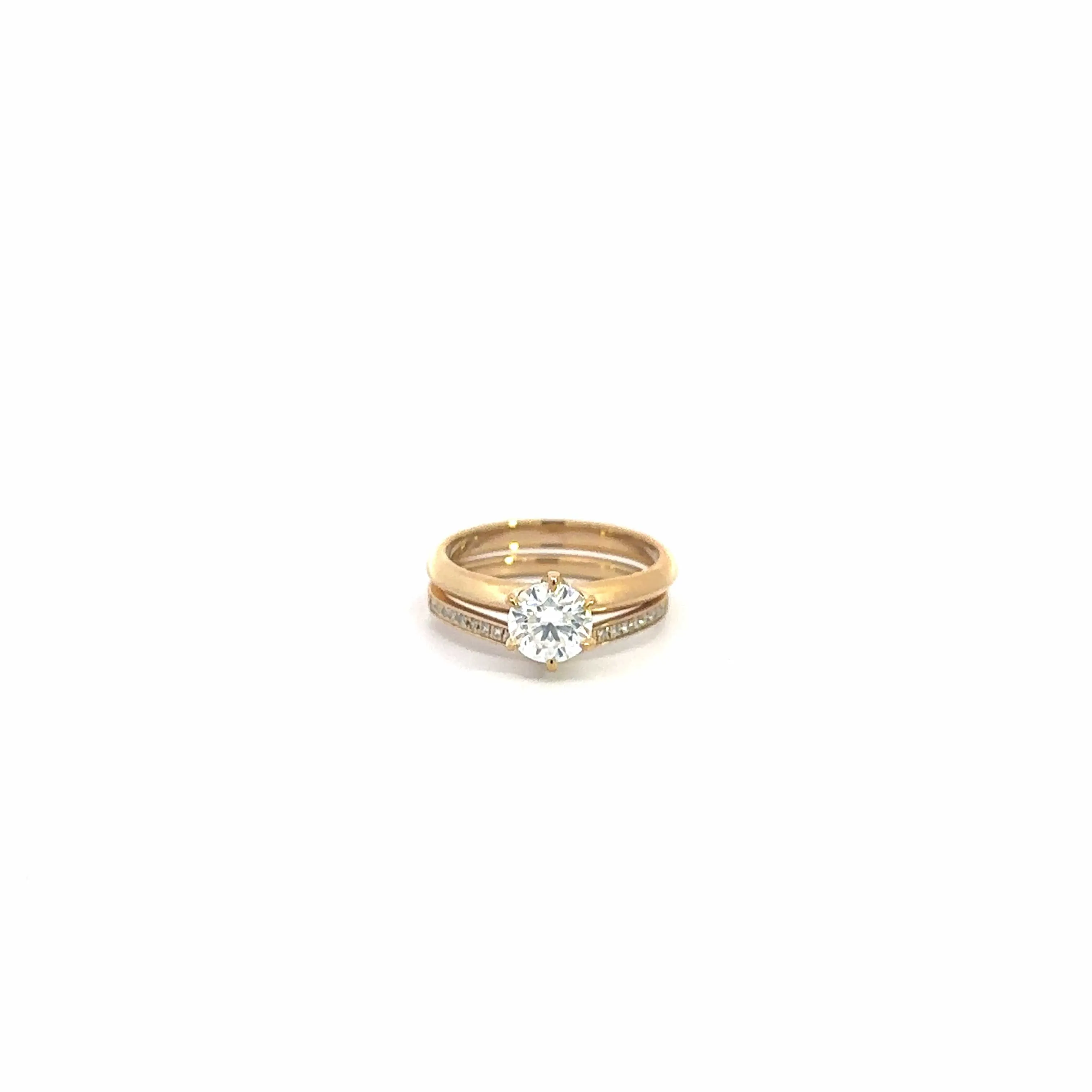 Baikalla 14k Gold Moissanite and Diamond 2 in 1 Engagement Ring Set