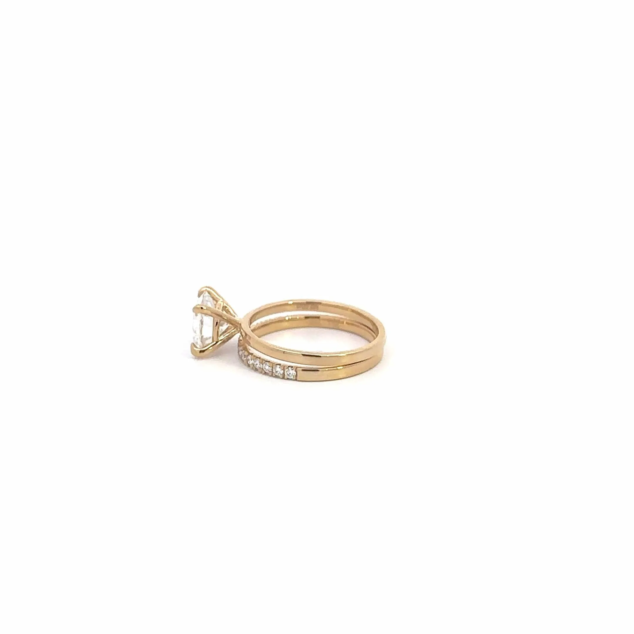 Baikalla 14k Yellow Gold Moissanite Diamond 2 in 1 Engagement Ring Set