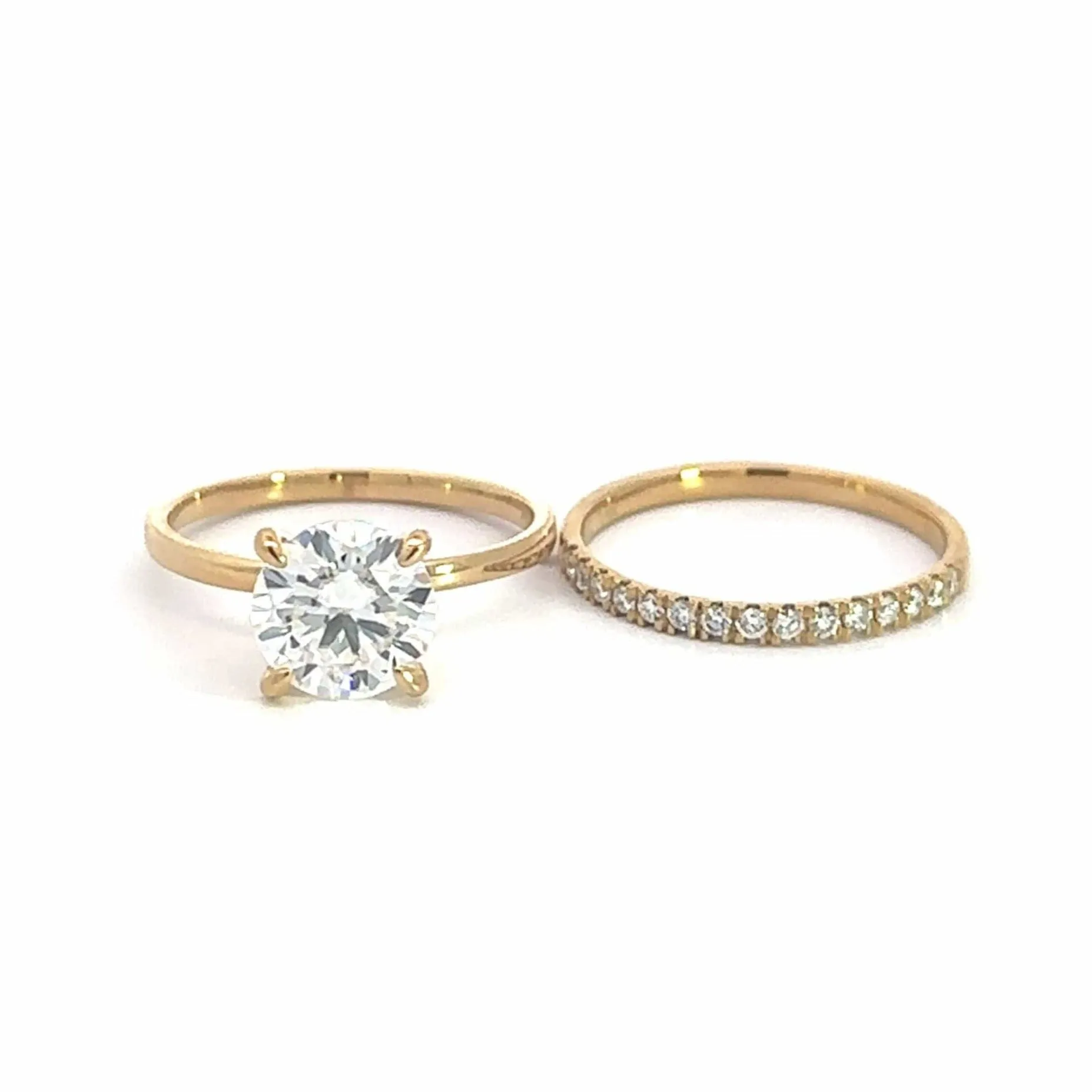 Baikalla 14k Yellow Gold Moissanite Diamond 2 in 1 Engagement Ring Set