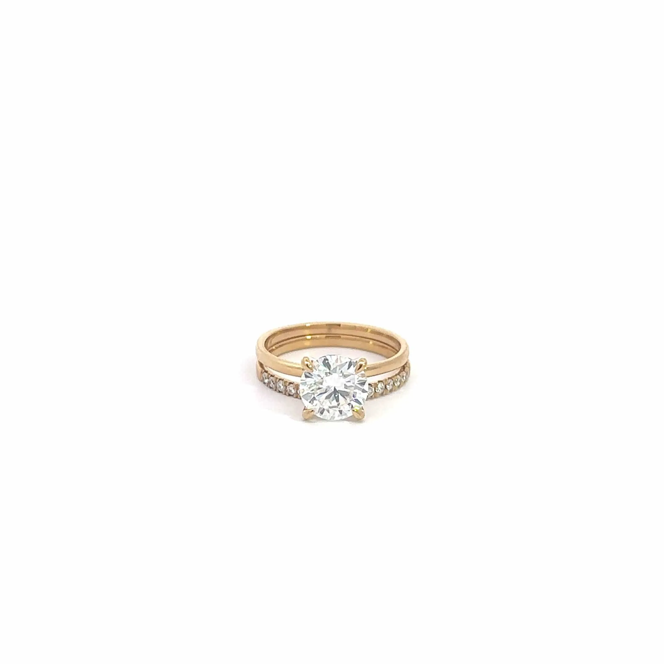 Baikalla 14k Yellow Gold Moissanite Diamond 2 in 1 Engagement Ring Set