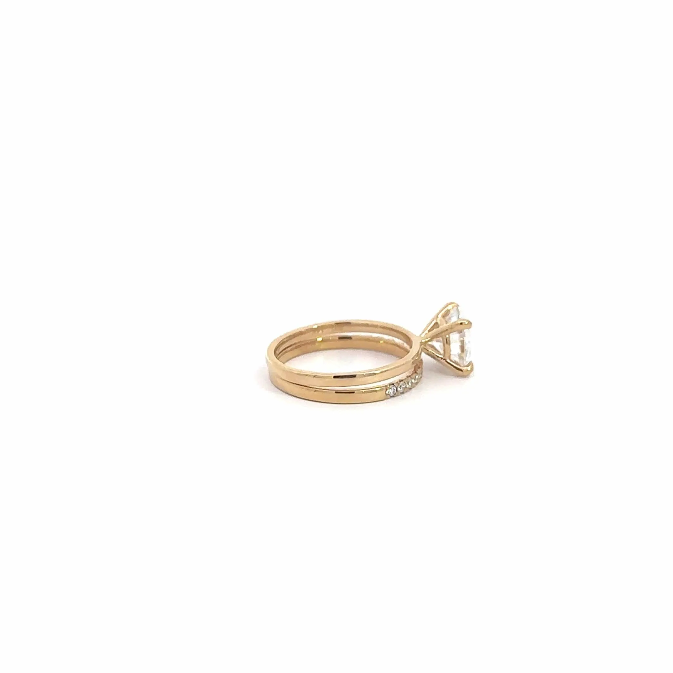 Baikalla 14k Yellow Gold Moissanite Diamond 2 in 1 Engagement Ring Set