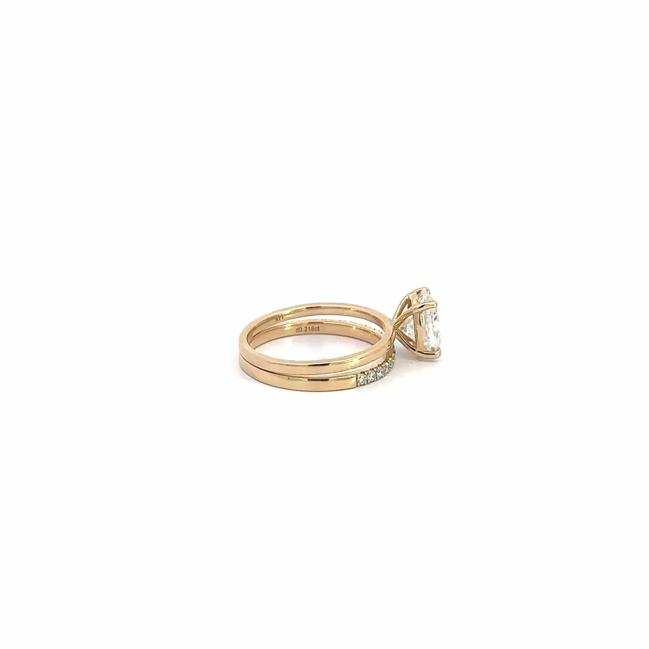 Baikalla 14k Yellow Gold Oval Moissanite Diamond 2 in 1 Engagement Ring Set