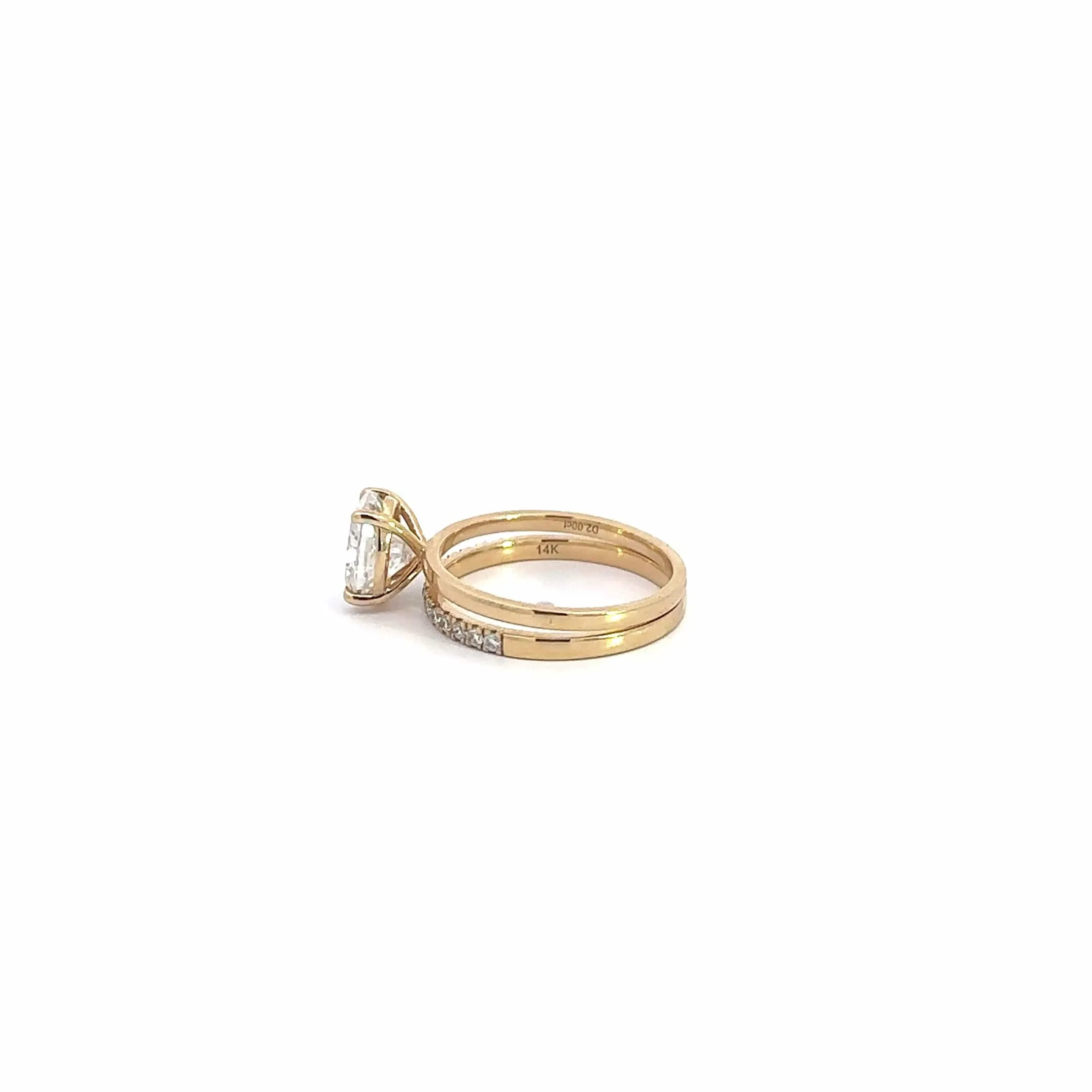 Baikalla 14k Yellow Gold Oval Moissanite Diamond 2 in 1 Engagement Ring Set