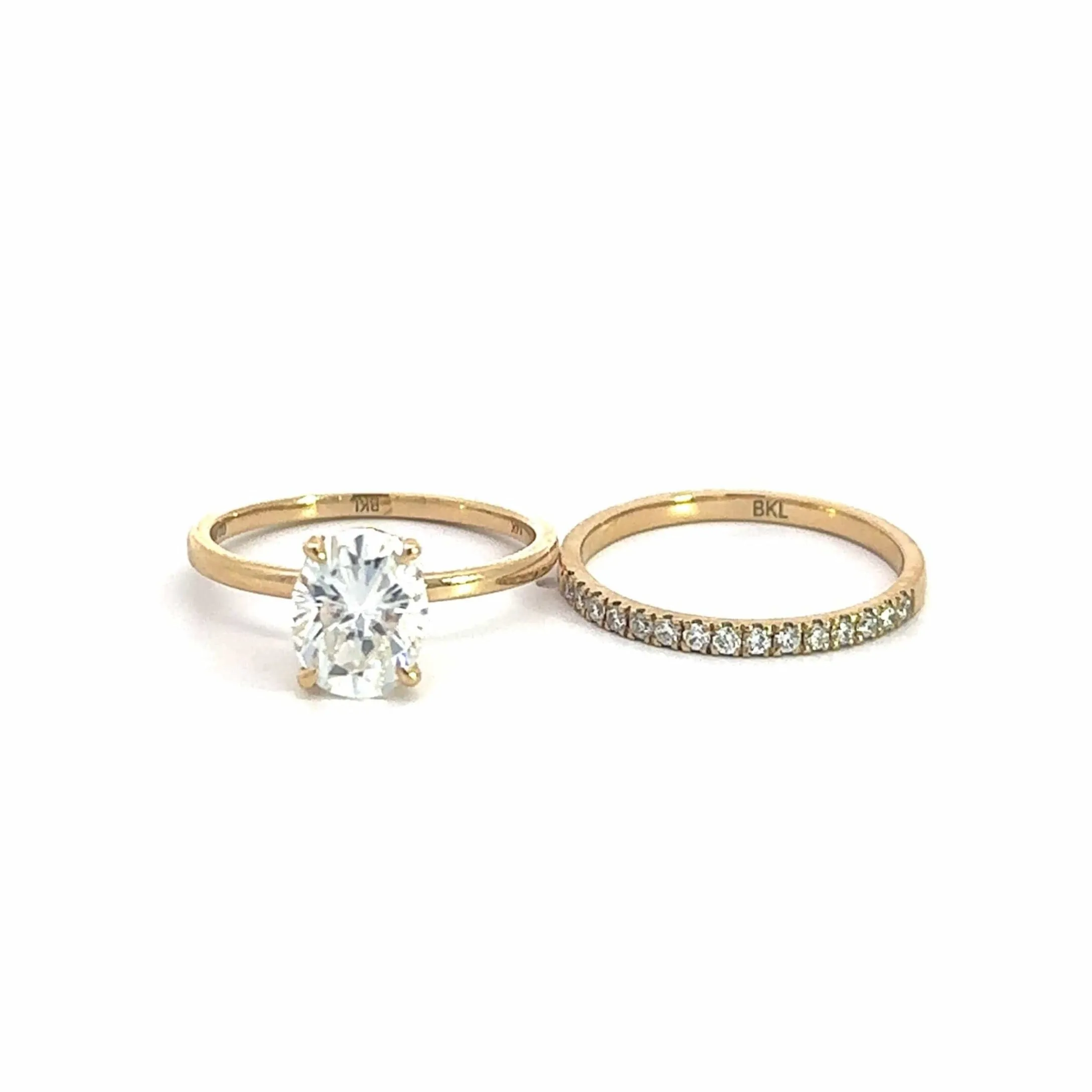 Baikalla 14k Yellow Gold Oval Moissanite Diamond 2 in 1 Engagement Ring Set