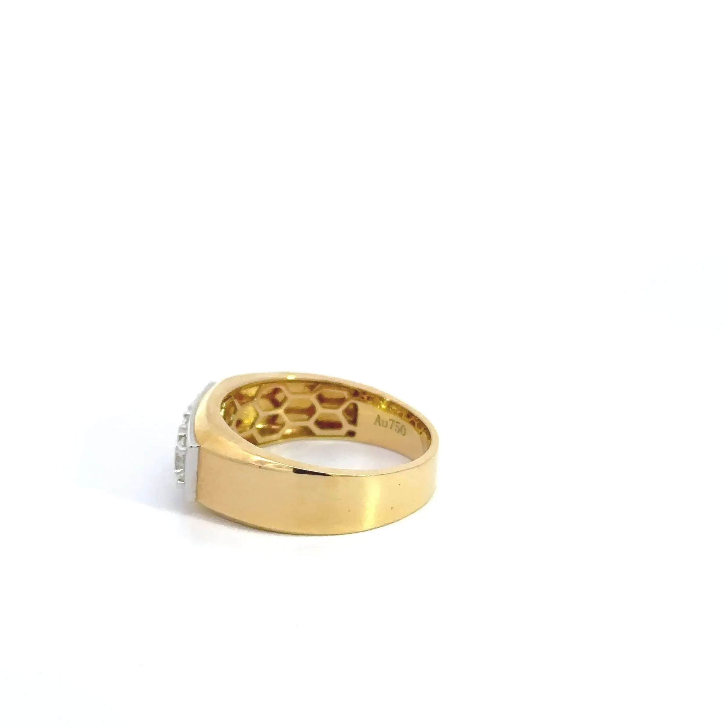 Baikalla 18k Gold Three Stone Men's Diamond Band Ring