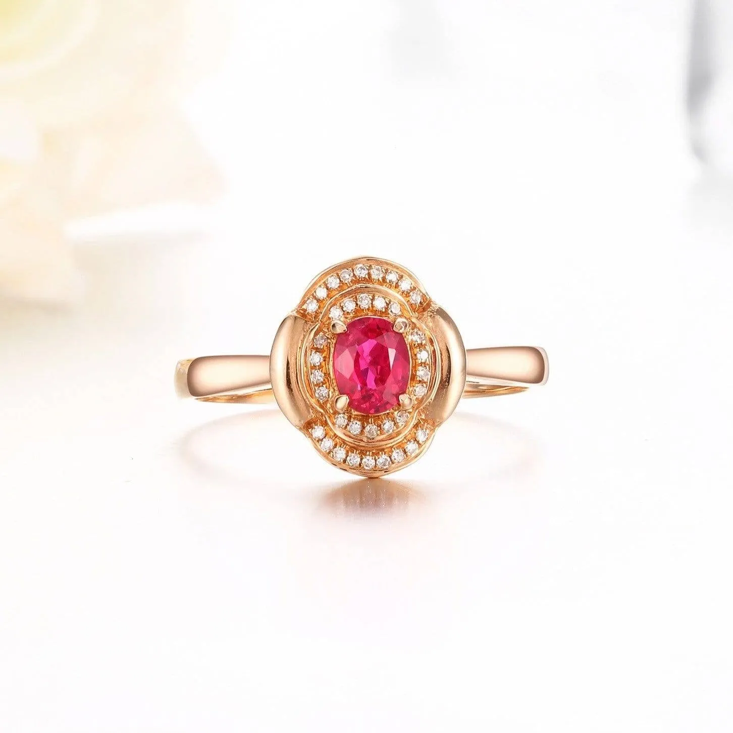Baikalla™ 18k Rose Gold & Natural A Ruby (1/2 ct ) Ring With Diamonds