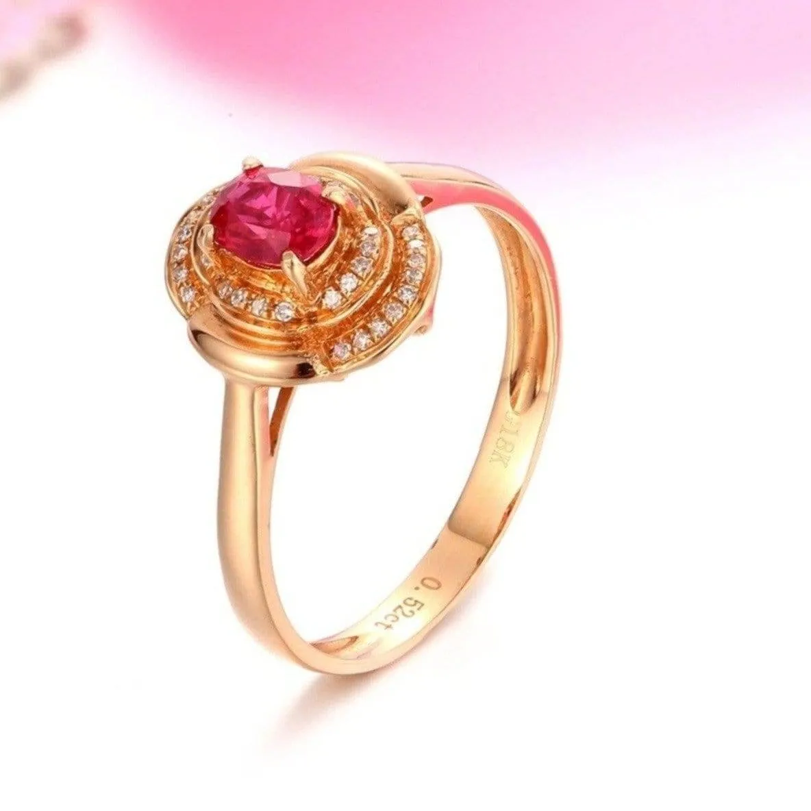 Baikalla™ 18k Rose Gold & Natural A Ruby (1/2 ct ) Ring With Diamonds