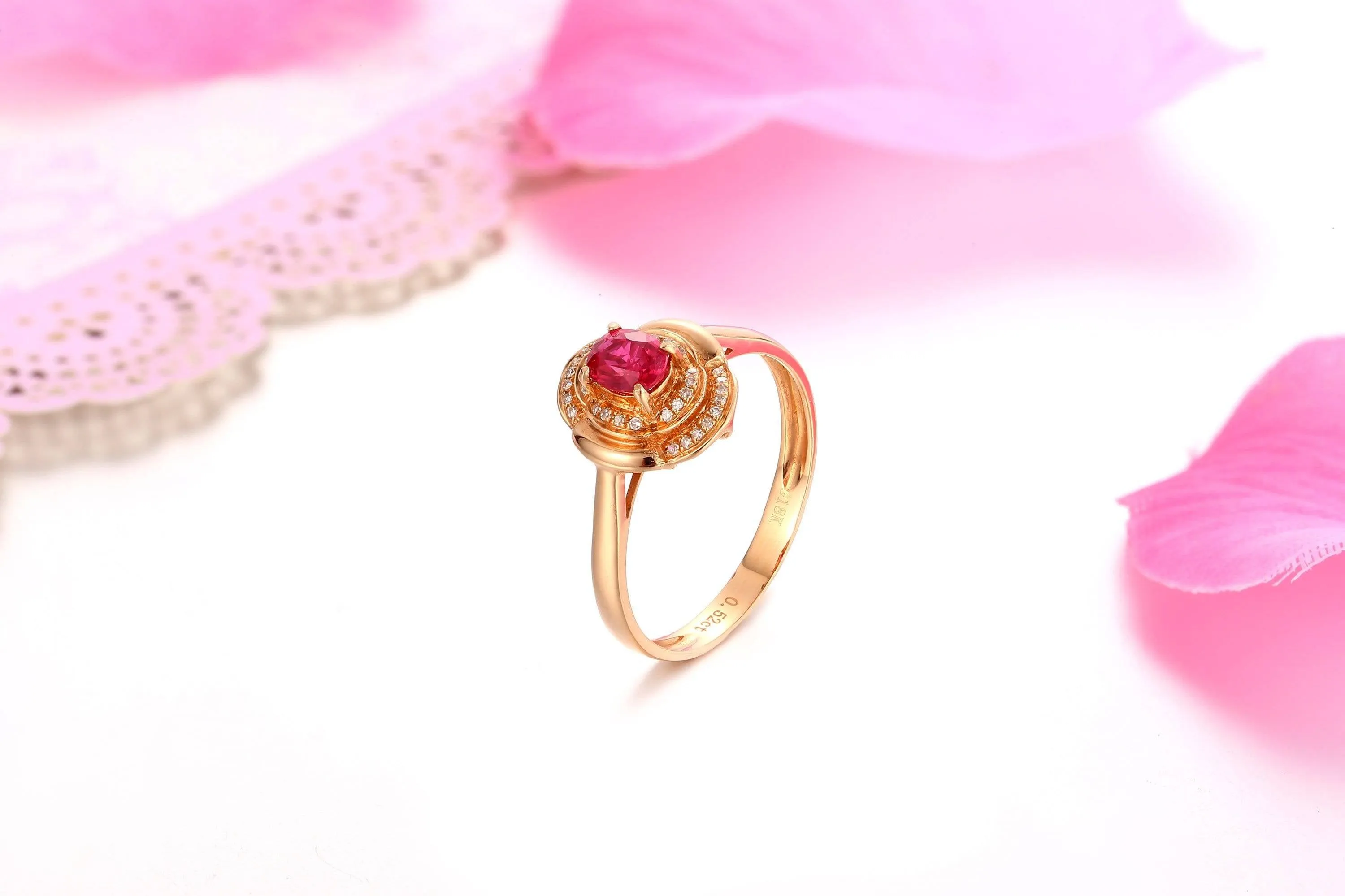 Baikalla™ 18k Rose Gold & Natural A Ruby (1/2 ct ) Ring With Diamonds