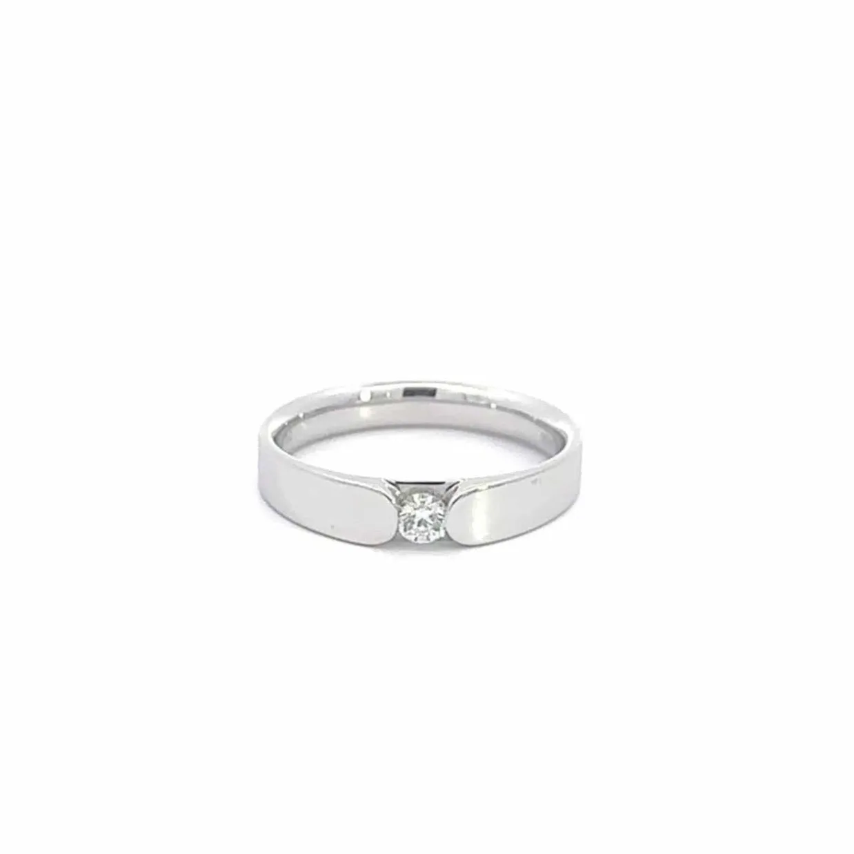 Baikalla 18k White Gold Men's Wedding Diamond Band Ring