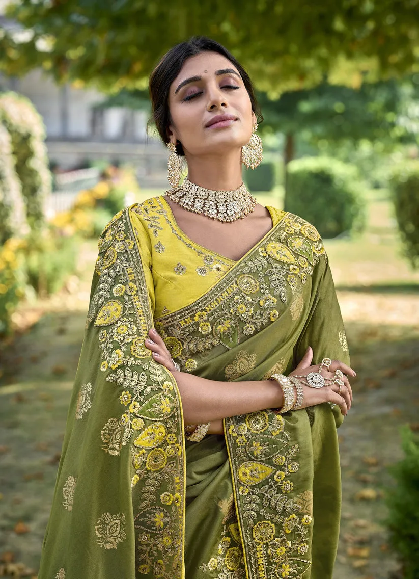 Beautiful Designer Stunning Green Wedding Bridal Saree