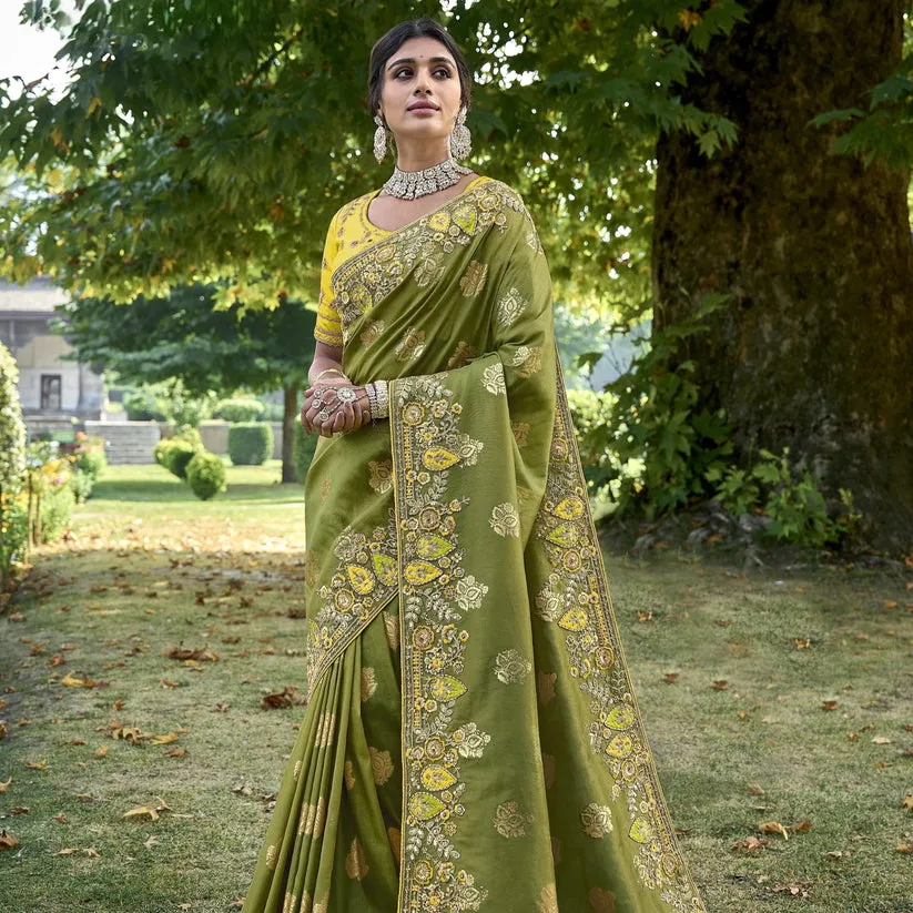 Beautiful Designer Stunning Green Wedding Bridal Saree