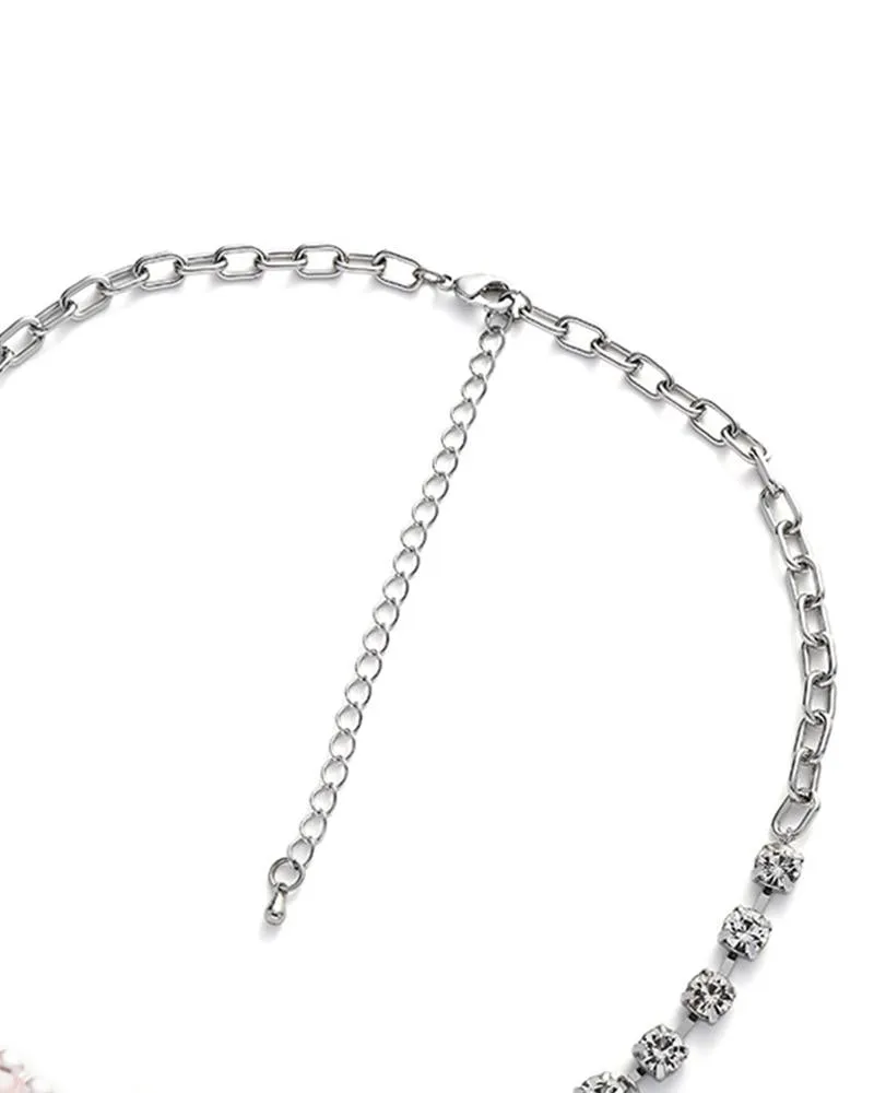 BerryBetty - Blushing Heart Pearl and Diamond Necklace