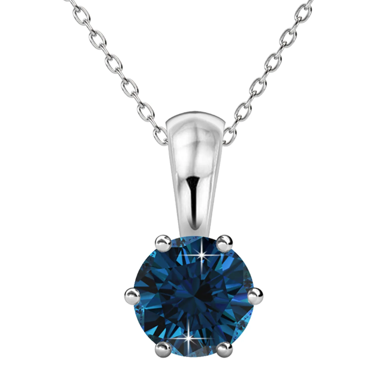 Birthstone Necklace 18k White Gold Plated Solitaire Necklace with 1CT Swarovski Crystal