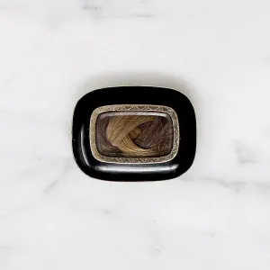 Blonde and Brunette Plait in Gold and Enamel Mourning Brooch