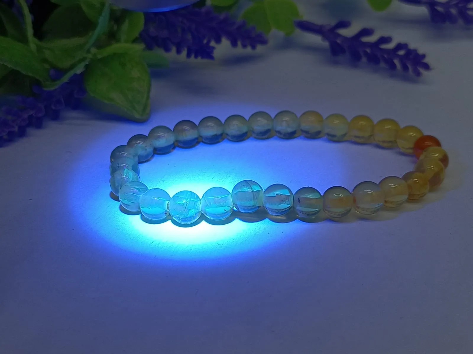 Blue Amber 6mm Beads Bracelet High Grade