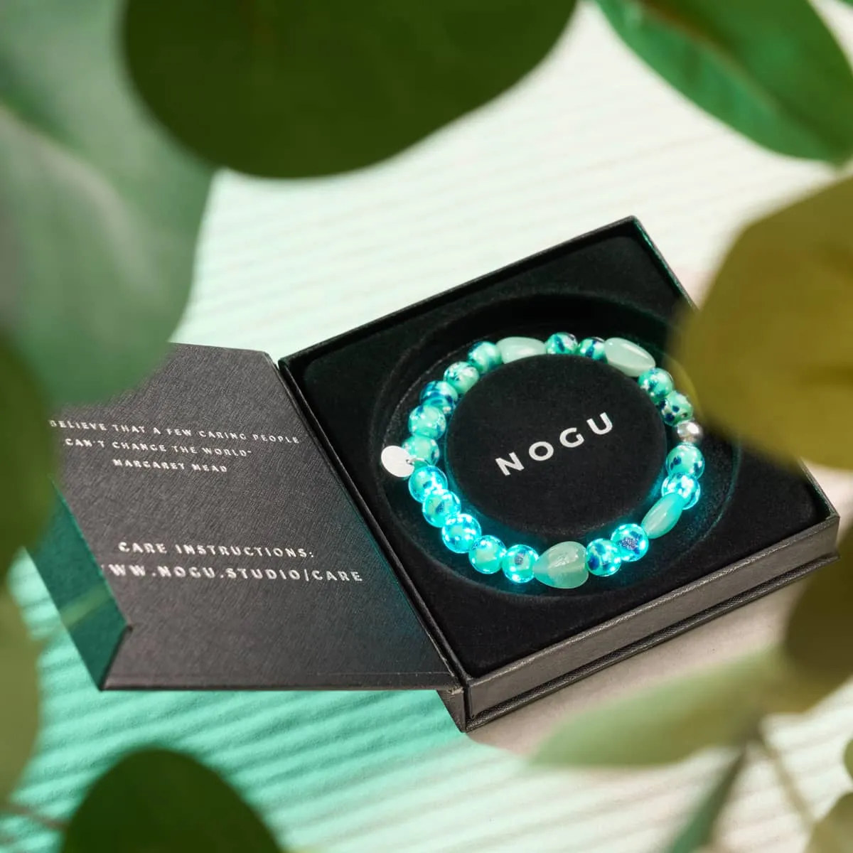 Blue Mint | Firefly Glass x Murano Glass Hearts Bracelet