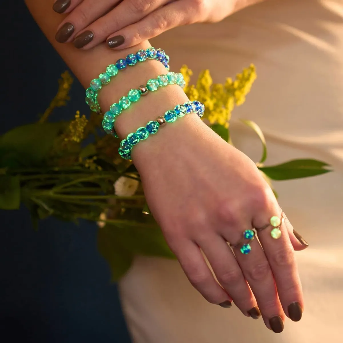Blue Ombre | .925 Sterling Silver | Firefly Glass Bracelet