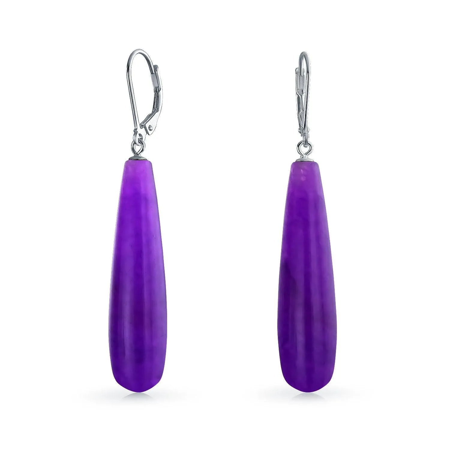Blue Turquoise Elongated Teardrop Dangle Western Earrings .925 Silver