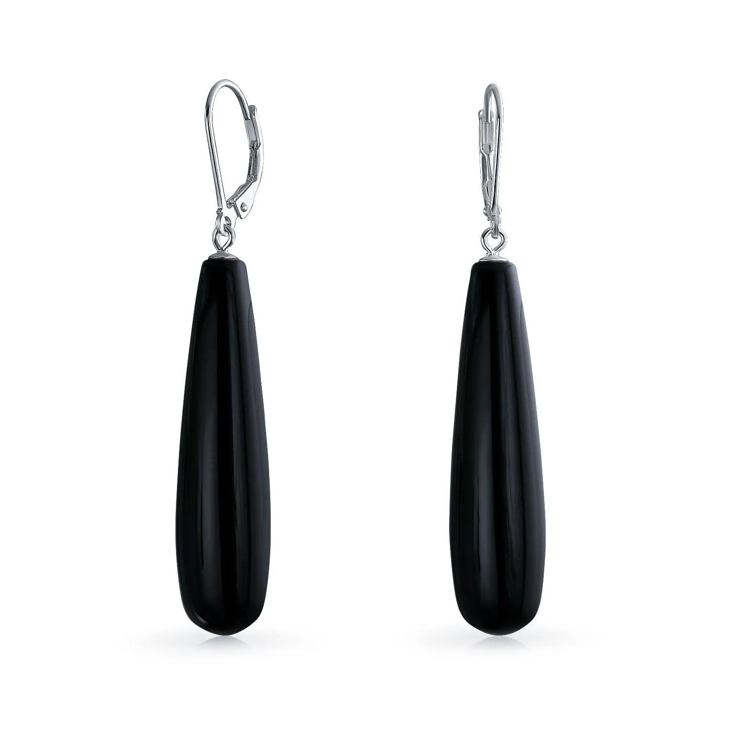Blue Turquoise Elongated Teardrop Dangle Western Earrings .925 Silver