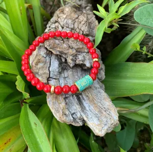 Bracelet en corail et turquoise, bracelet minimaliste