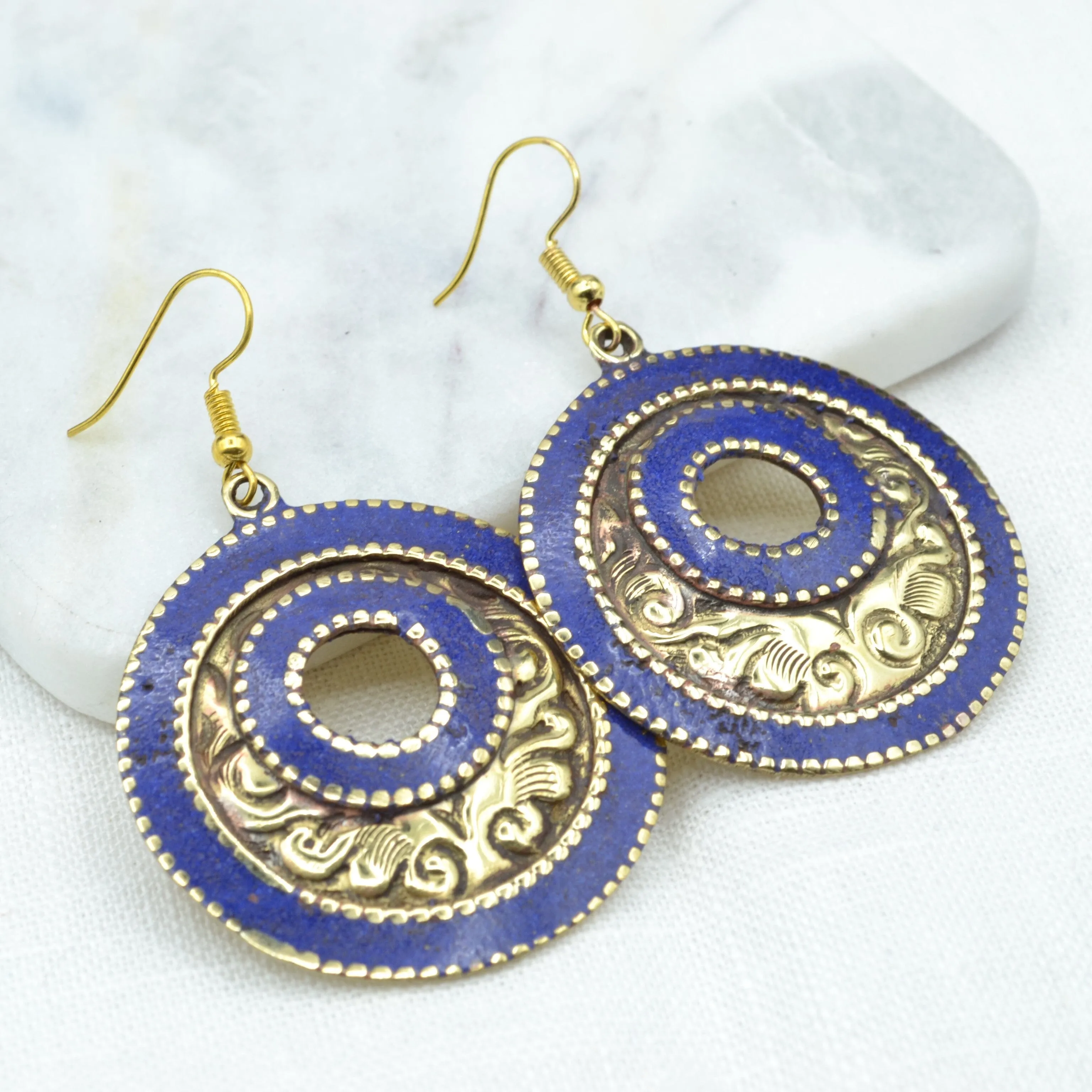 Brass Lapis Earrings