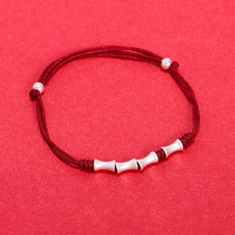 Buddha Stones 925 Sterling Silver Bamboo Design Protection Luck Braided Bracelet
