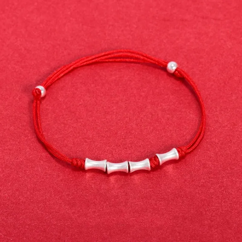 Buddha Stones 925 Sterling Silver Bamboo Design Protection Luck Braided Bracelet