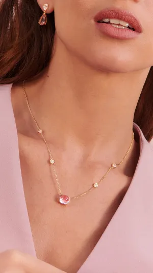 Cabochon Necklace Padparadscha Gold Vermeil
