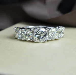Certified 4.25CT Round Cut Engagement Ring in 14KT White Gold