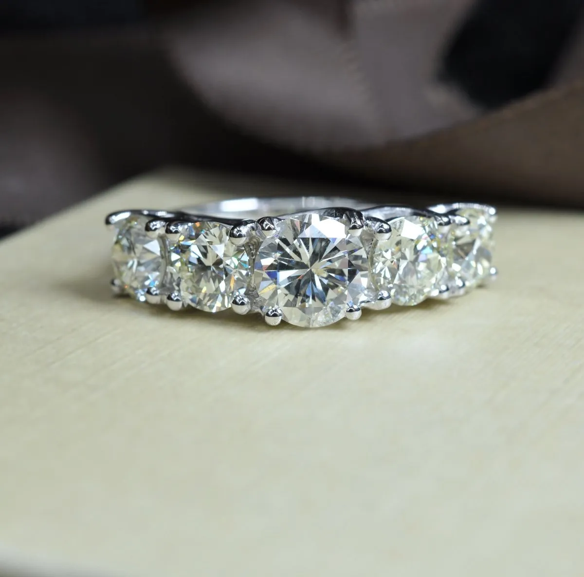 Certified 4.25CT Round Cut Engagement Ring in 14KT White Gold