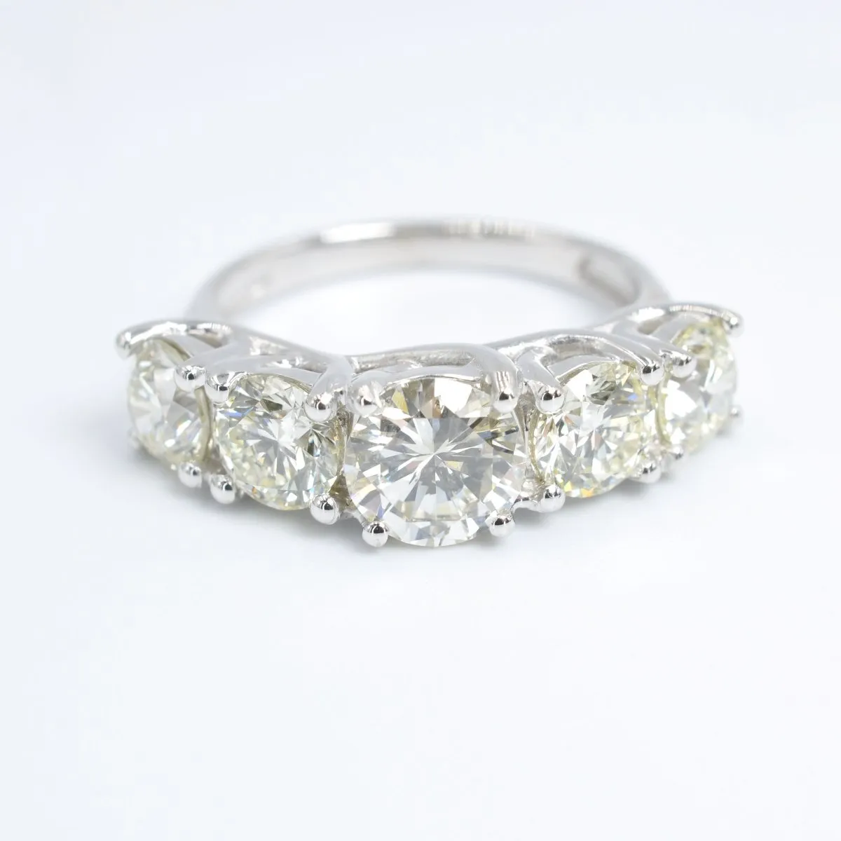 Certified 4.25CT Round Cut Engagement Ring in 14KT White Gold