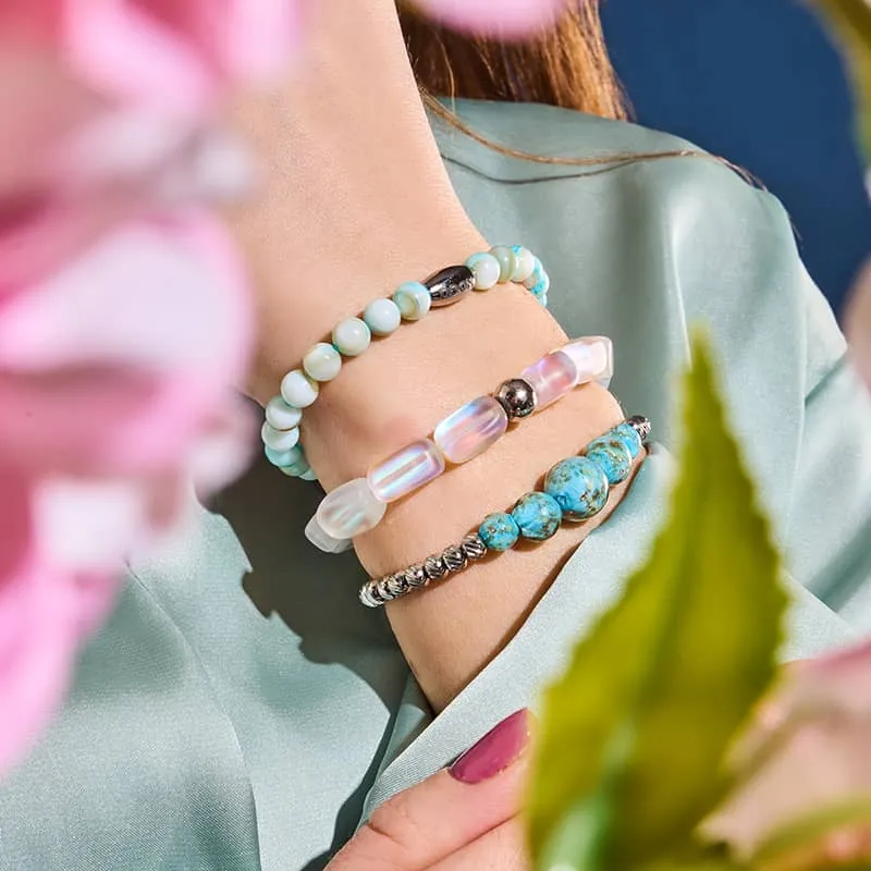 Cerulean | Silver | Firefly Glass Cascade Bracelet