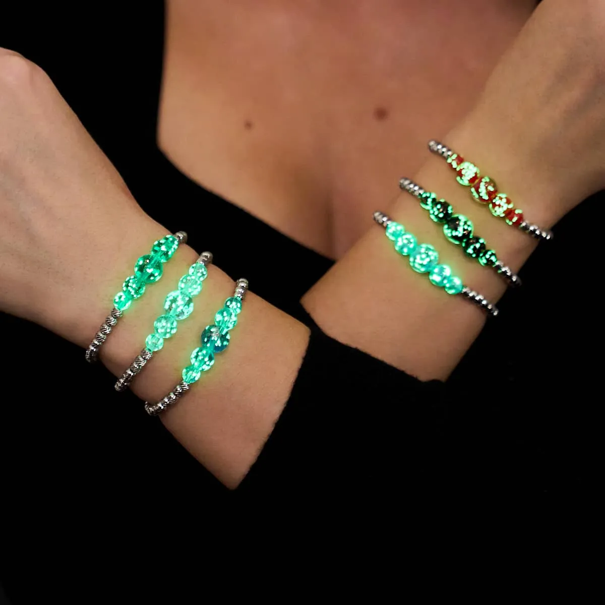 Cerulean | Silver | Firefly Glass Cascade Bracelet