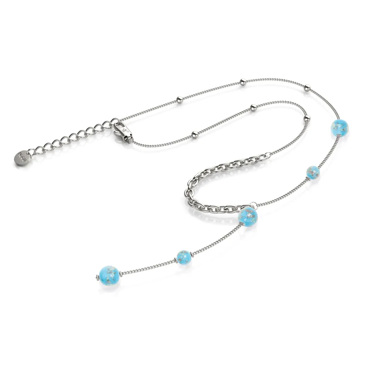 Cerulean | Silver | Firefly Glass Cascade Double Pendant