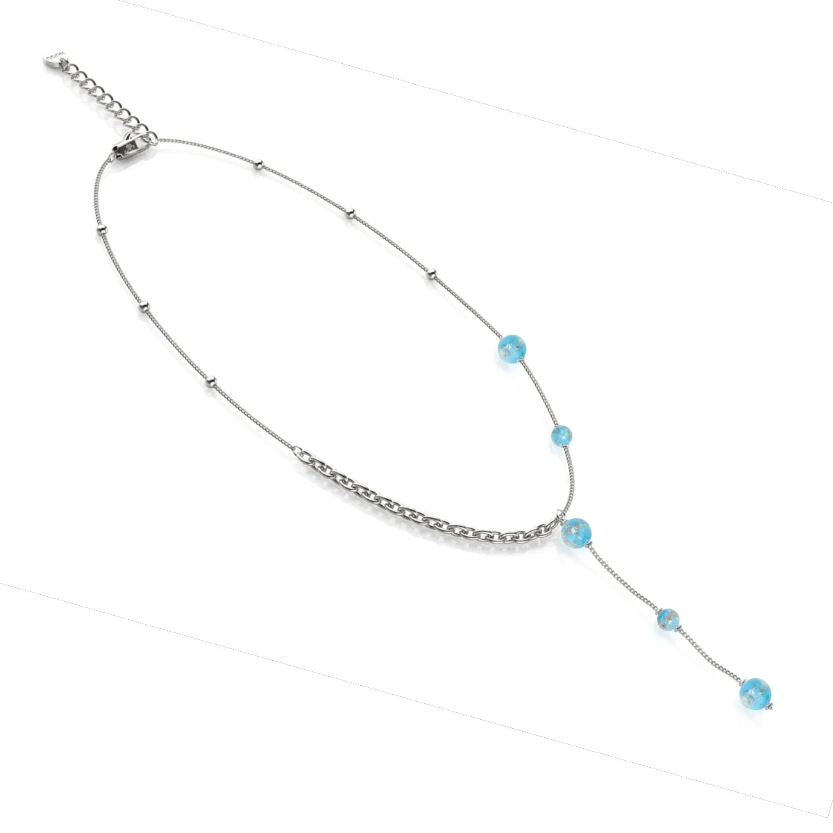 Cerulean | Silver | Firefly Glass Cascade Double Pendant