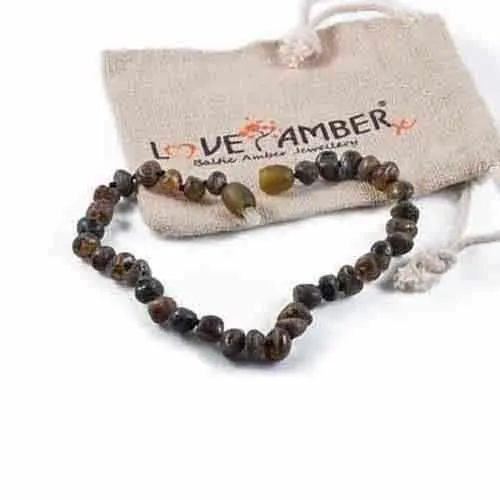 Child Enchanted Raw Green Baltic Amber Necklace