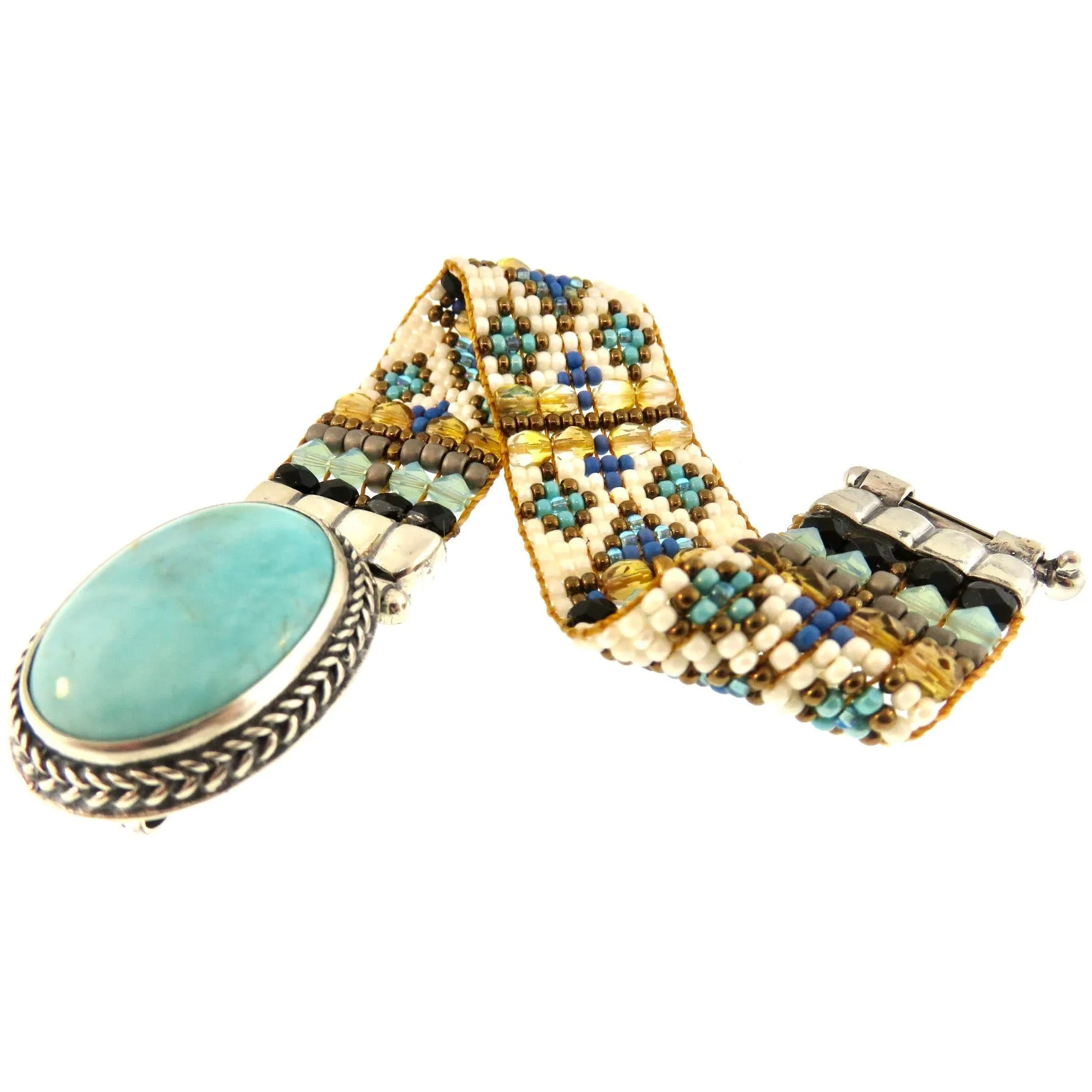Chili Rose  Mini Aragon Turquoise and  Ivory   Bracelet