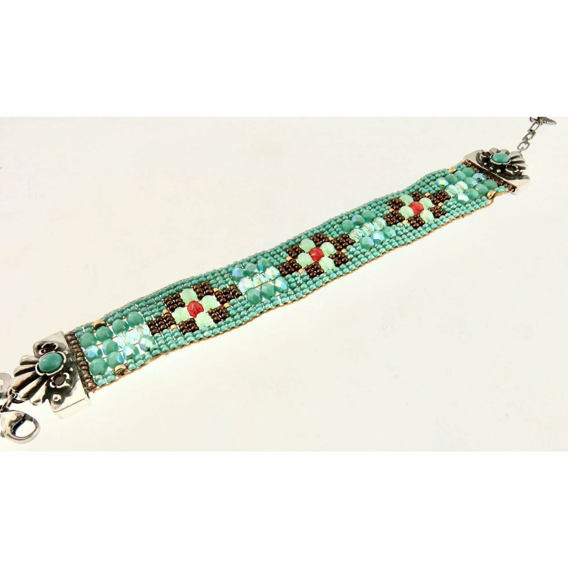 Chili Rose Turquoise Poppy Bracelet with Flower Gems