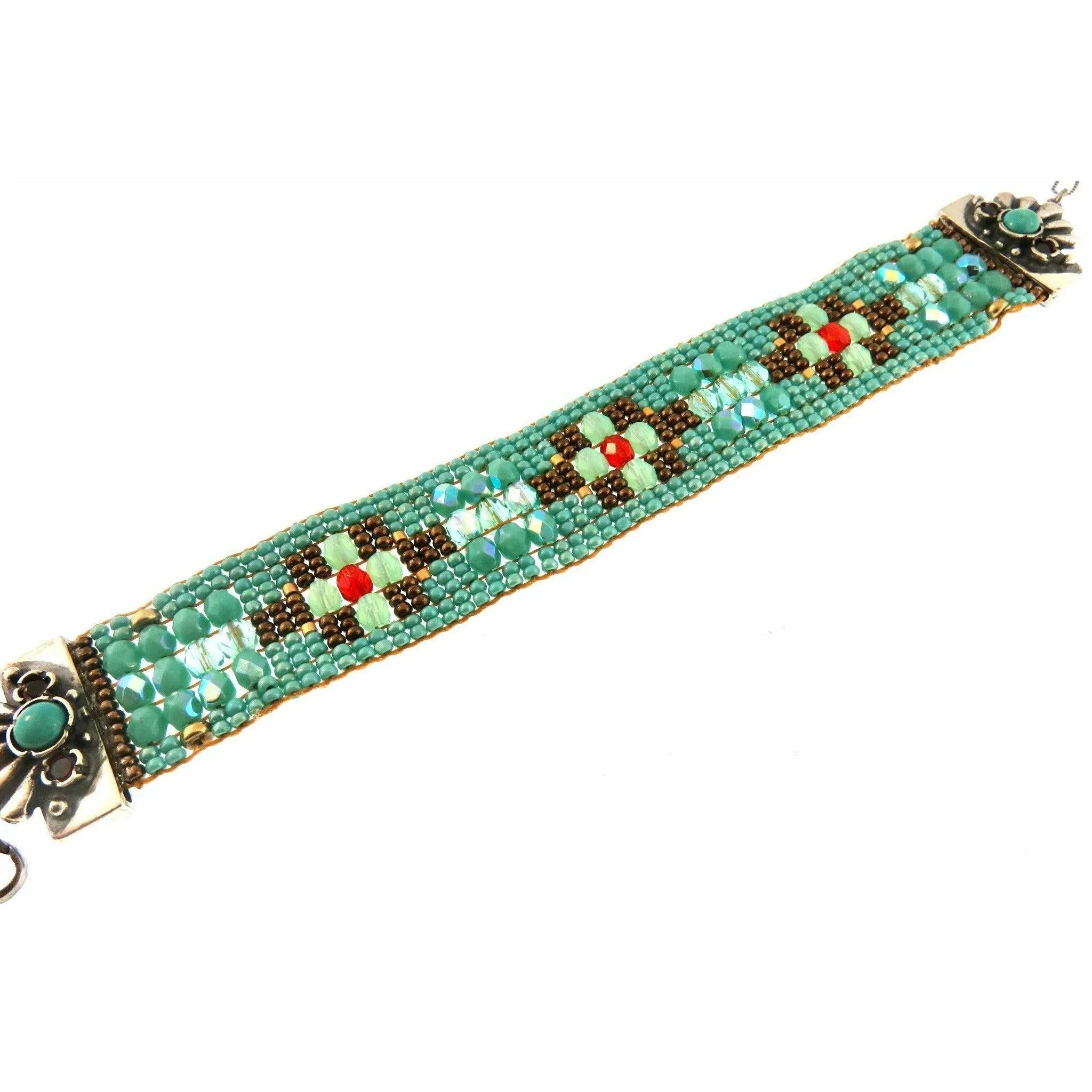 Chili Rose Turquoise Poppy Bracelet with Flower Gems