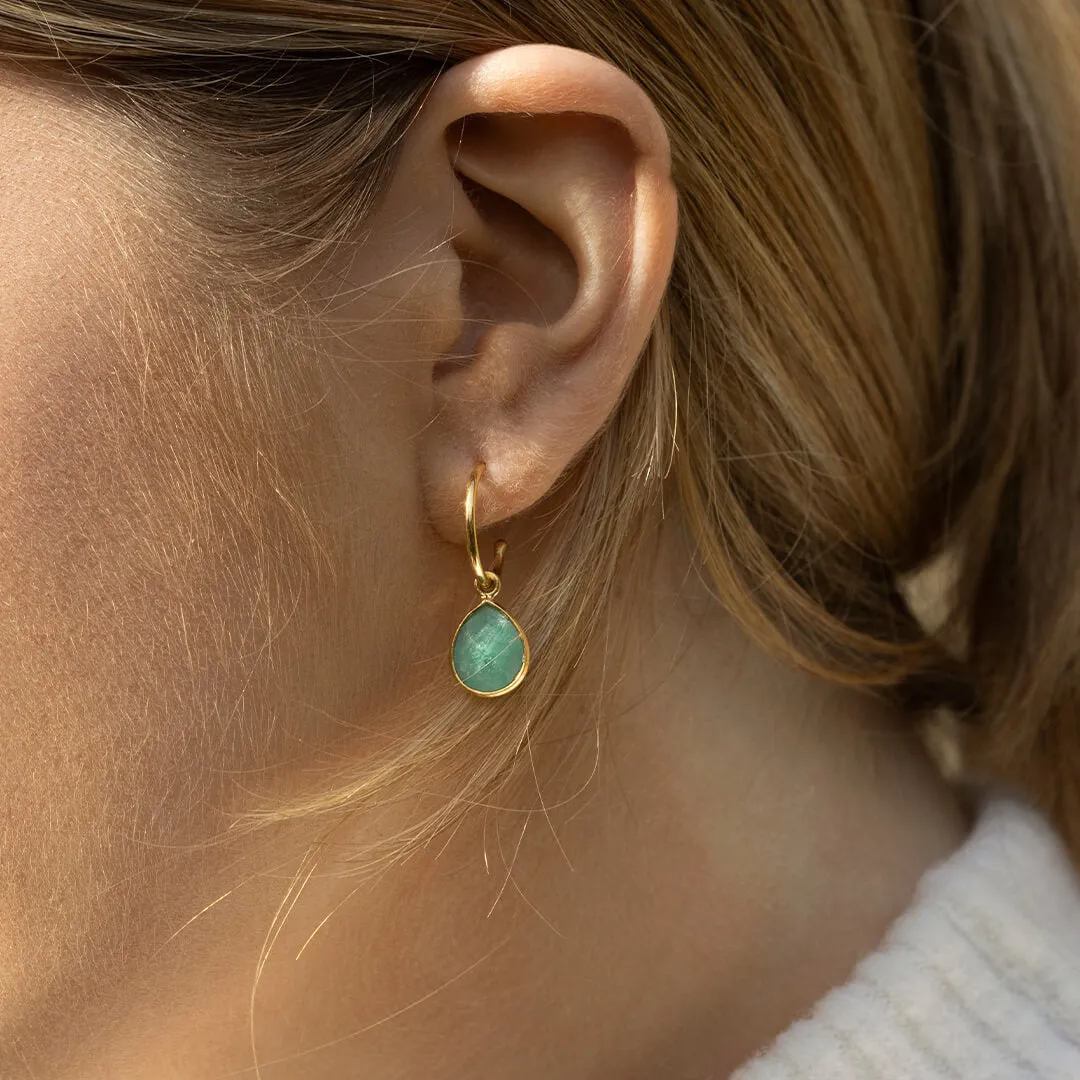 Chrysoprase Hoop Earrings | Gold | May