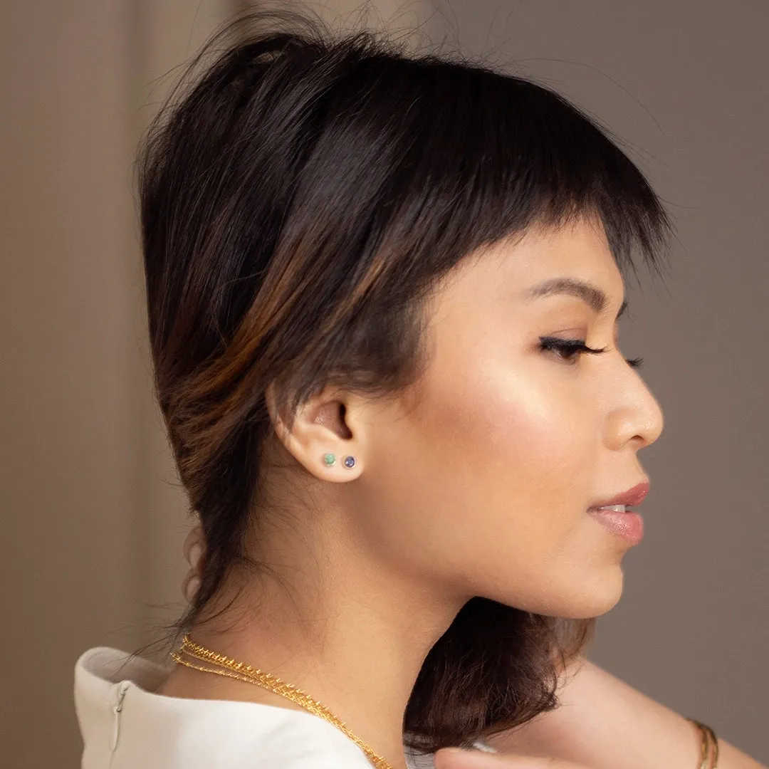 Chrysoprase Mini Stud Earrings | Rose Gold | May