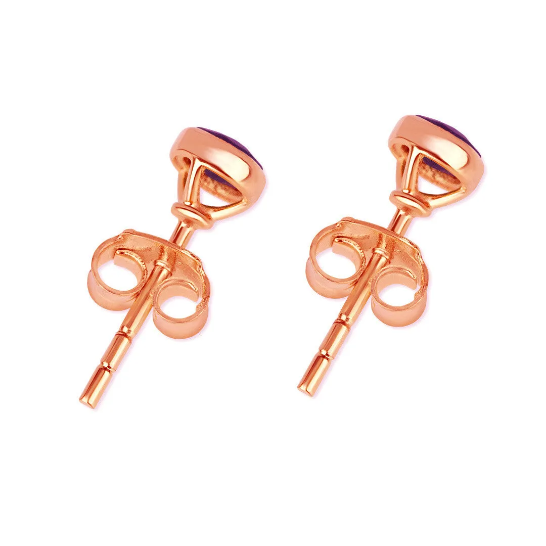 Chrysoprase Mini Stud Earrings | Rose Gold | May